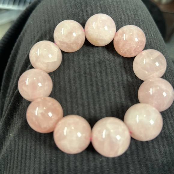 Beautiful rose quartz crystal bracelets beaded sphere Madagascar, new  20 mm - Picture 2 of 3